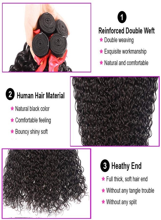 Miss GAGA Brazilian Virgin Hair Water Wave 3 Bundles 100% Unprocessed Virgin Remy Hair Bundles Natural Black (16 18 20) - Image 2