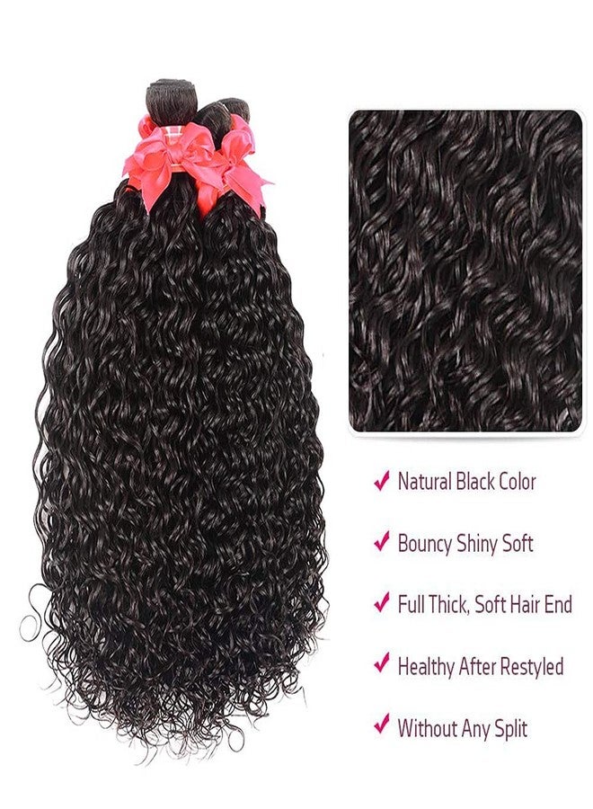 Miss GAGA Brazilian Virgin Hair Water Wave 3 Bundles 100% Unprocessed Virgin Remy Hair Bundles Natural Black (16 18 20) - Image 3