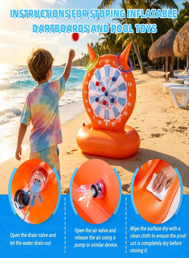JHMFDDSB Inflatable Dart Board Pool Toys, 2-in-1 Pool Games with Throwing & Ring-toss Games, Sewn Fabric Balls and Rings for Kids & Adults, Suitable for Family Gatherings & Water Parties - Image 4