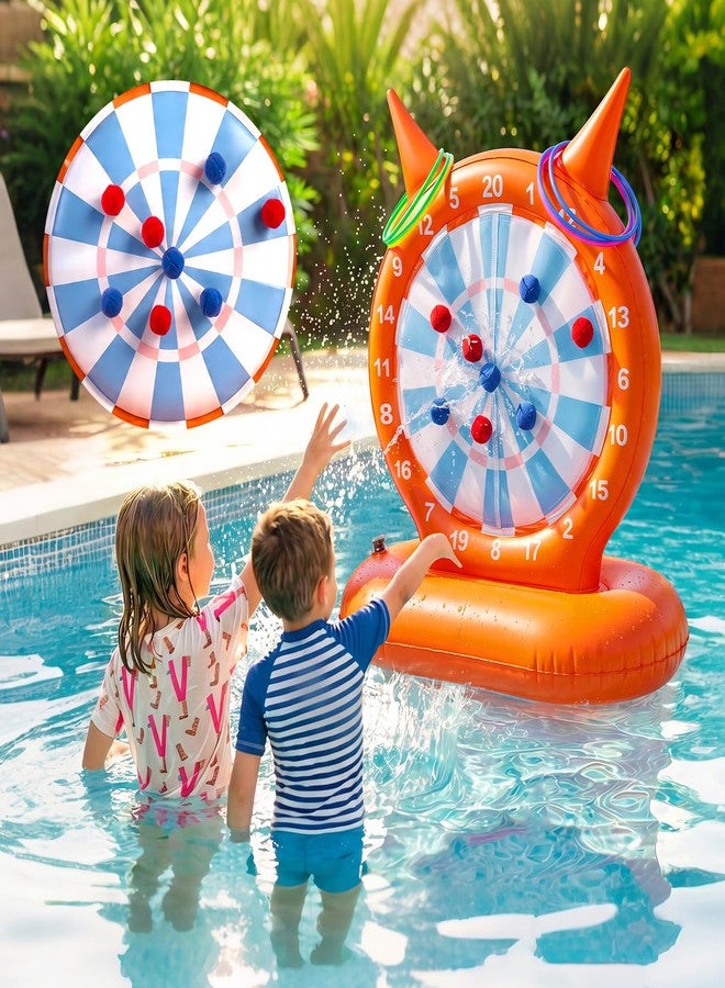 JHMFDDSB Inflatable Dart Board Pool Toys, 2-in-1 Pool Games with Throwing & Ring-toss Games, Sewn Fabric Balls and Rings for Kids & Adults, Suitable for Family Gatherings & Water Parties - Image 1