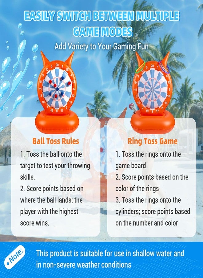 JHMFDDSB Inflatable Dart Board Pool Toys, 2-in-1 Pool Games with Throwing & Ring-toss Games, Sewn Fabric Balls and Rings for Kids & Adults, Suitable for Family Gatherings & Water Parties - Image 5