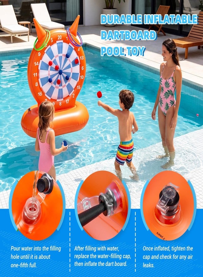 JHMFDDSB Inflatable Dart Board Pool Toys, 2-in-1 Pool Games with Throwing & Ring-toss Games, Sewn Fabric Balls and Rings for Kids & Adults, Suitable for Family Gatherings & Water Parties - Image 3