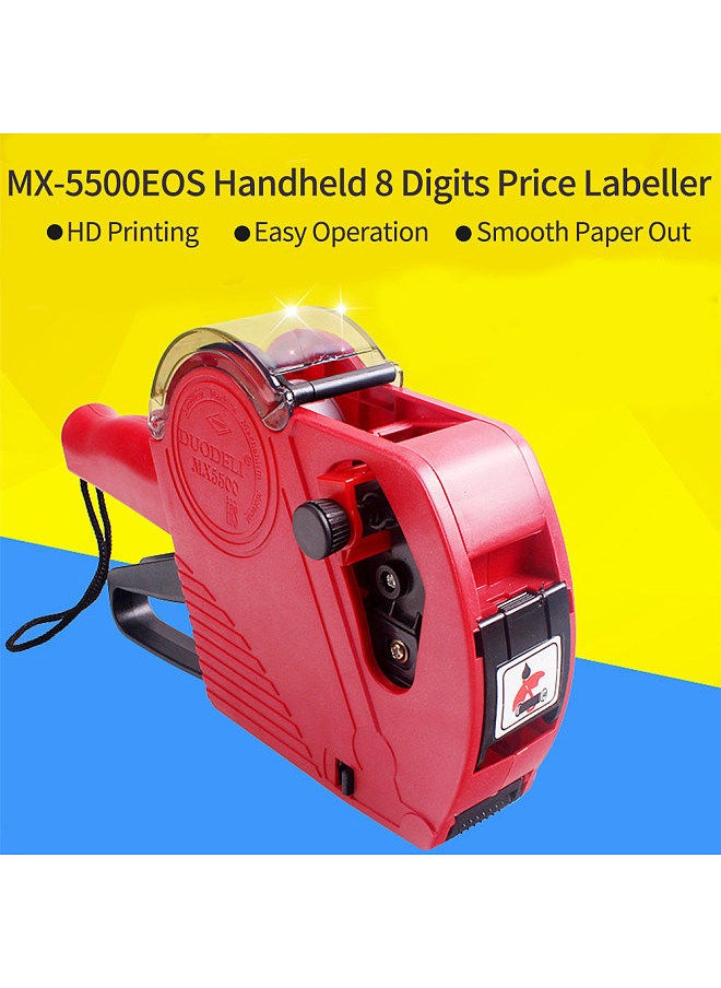 MX-5500EOS Handheld 8 Digits Price Labeller Label Maker Pricing Machine with Label Roll & Ink Roller for Office Supermarket Retail Shop Grocery Store