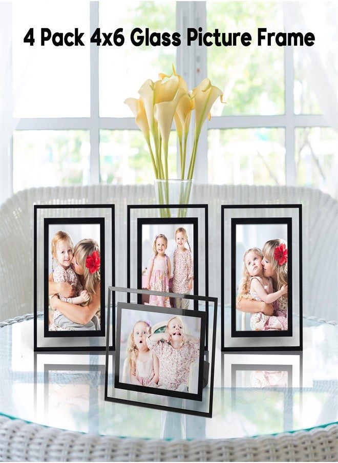 4x6 Picture Frames Set of 4, Glass Photo Frames with Black Border, HD Photo Holder Only for Tabletop Display, Wedding Frames for Couple, Home Decoration - Image 3
