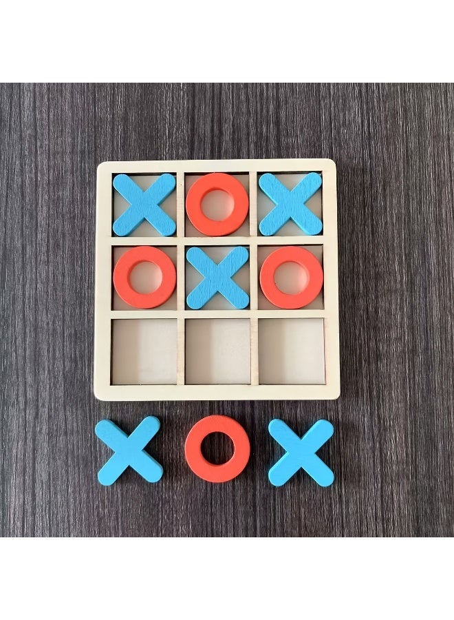 QUALITY Tic Tac Toe Game Wooden Board Game for Kids & Adults, 2 Player Strategy Game, Three in a Row Puzzle & Educational Indoor Game - Image 1