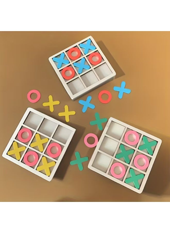 QUALITY Tic Tac Toe Game Wooden Board Game for Kids & Adults, 2 Player Strategy Game, Three in a Row Puzzle & Educational Indoor Game - Image 2