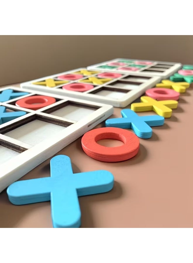 QUALITY Tic Tac Toe Game Wooden Board Game for Kids & Adults, 2 Player Strategy Game, Three in a Row Puzzle & Educational Indoor Game - Image 3