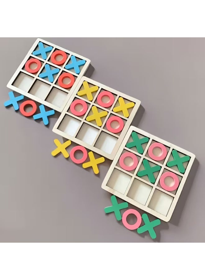 QUALITY Tic Tac Toe Game Wooden Board Game for Kids & Adults, 2 Player Strategy Game, Three in a Row Puzzle & Educational Indoor Game - Image 4