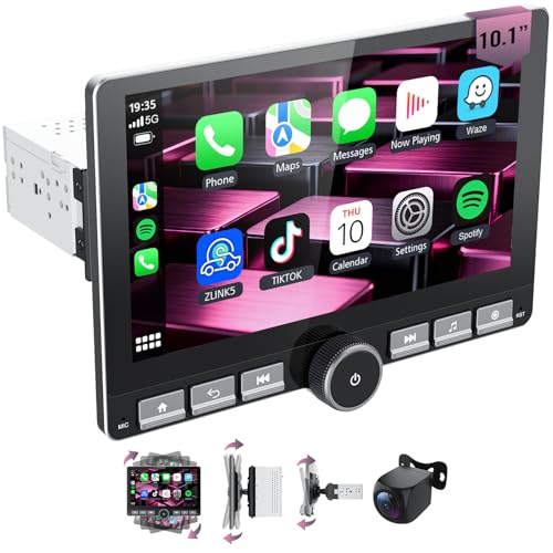 Haudio 10.1" 360° Rotatable Touchscreen Car Stereo with Wireless Apple CarPlay & Android Auto, Features GPS Navigation, DSP Hi-Fi Sound, Voice Control, Backup Camera,1080P Support & APK Management - Image 1