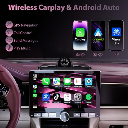 Haudio 10.1" 360° Rotatable Touchscreen Car Stereo with Wireless Apple CarPlay & Android Auto, Features GPS Navigation, DSP Hi-Fi Sound, Voice Control, Backup Camera,1080P Support & APK Management - Image 2