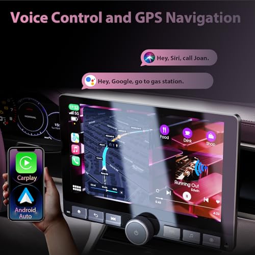 Haudio 10.1" 360° Rotatable Touchscreen Car Stereo with Wireless Apple CarPlay & Android Auto, Features GPS Navigation, DSP Hi-Fi Sound, Voice Control, Backup Camera,1080P Support & APK Management - Image 3