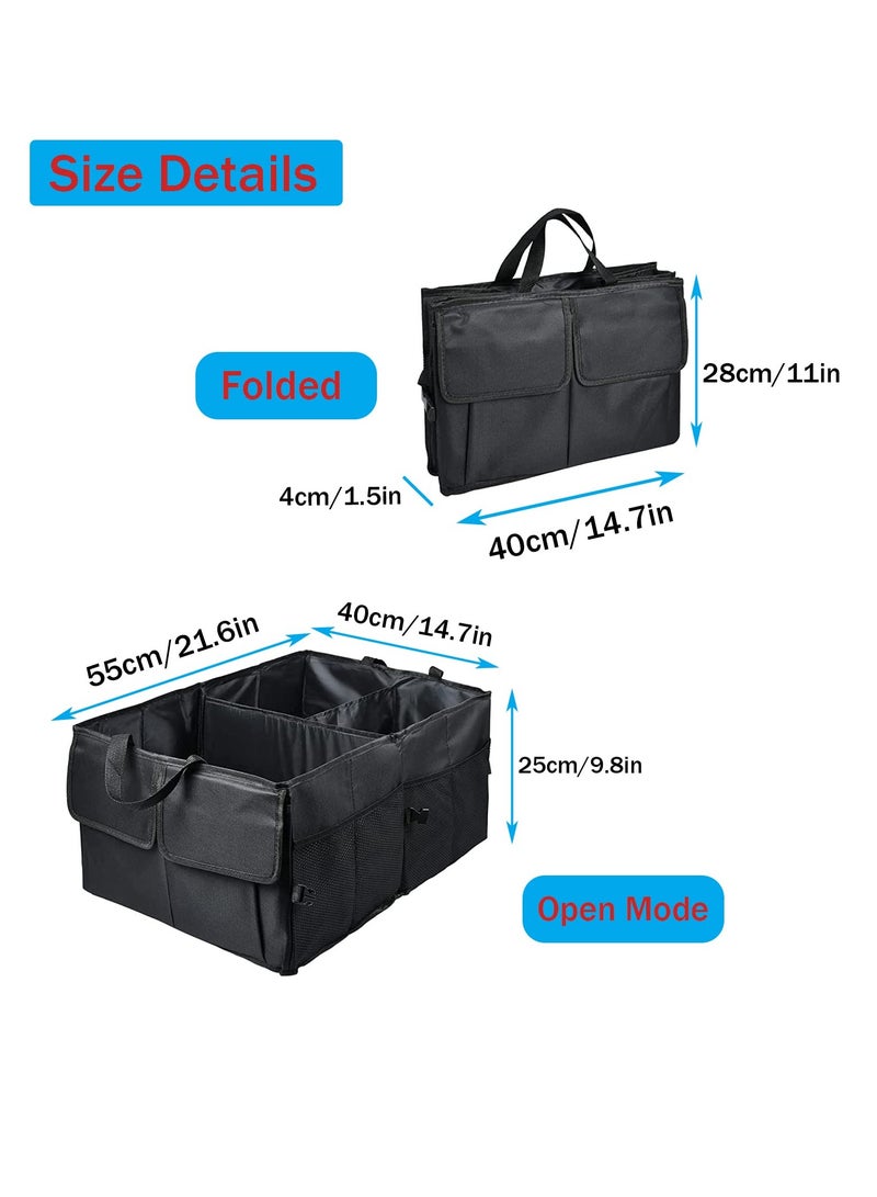Car Boot Organiser, Collapsible Car Organiser, Adjustable Straps Super Large Volume,  Large Anti Slip Car Boot Tidy Storage, Durable for All Vehicle(Black) - Image 2