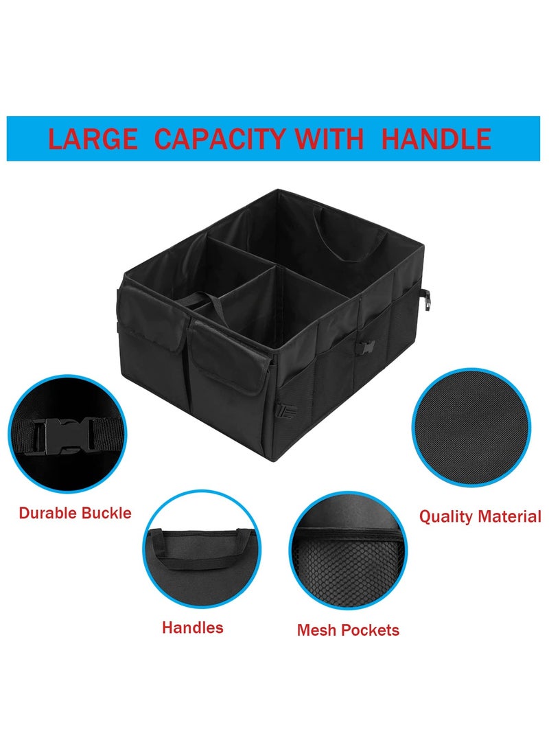 Car Boot Organiser, Collapsible Car Organiser, Adjustable Straps Super Large Volume,  Large Anti Slip Car Boot Tidy Storage, Durable for All Vehicle(Black) - Image 3