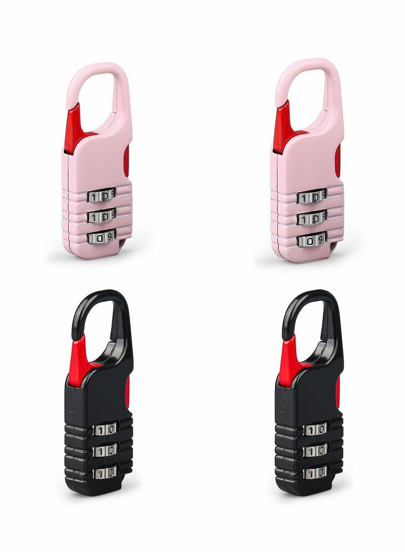Suitcase Locks, 4 Pcs Travel Luggage Locks, 3 Digit Combinations Padlock Mini Zinc Alloy Resettable Code Lock for Kids Diary Backpack Zipper Travel Bag Suitcases Storage Cabinets - Image 1