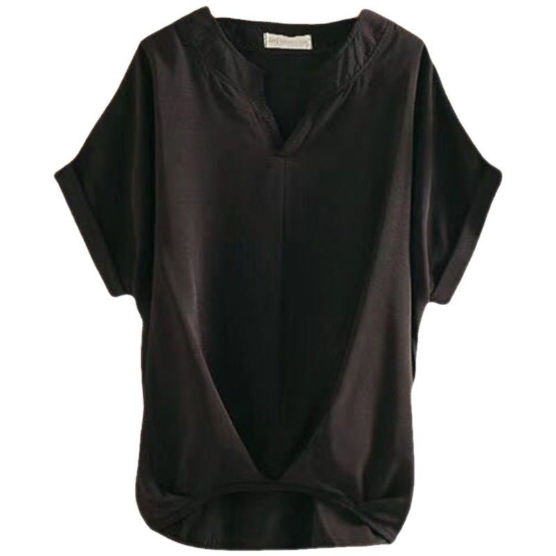 Women's Cotton Linen V-Neck Batwing Sleeve Blouse - Image 5