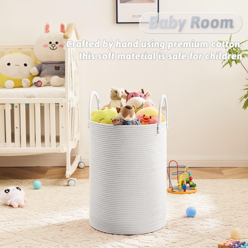 Artfeel Laundry Basket,Woven Cotton Rope Laundry Hamper,60L for Decorative Storage of Dirty Clothes,Toys and Blankets in Bathroom,Baby Room and Living Room - Image 4