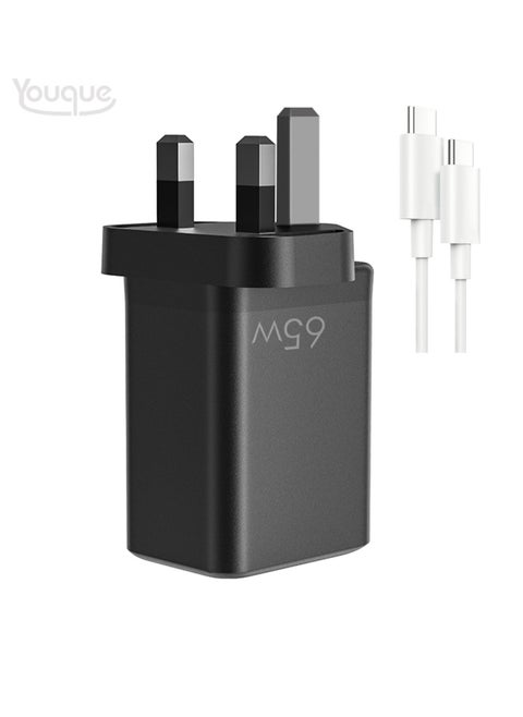 3-Port GaN 65W Adapter, USB C to USB C, USB A to USB C Laptop/Mobile Phone/Tablet Fast Charger, Support iPhone 16 Pro Max 40W Super Fast Charging, With 100W Type-C Charging Cable For iPhone 14 Pro Max, iPhone 15 Pro Max, iPhone 16 Pro Max, HUAWEI Pura 70 Pro, Samsung S24 Ultra, and Various Devices
