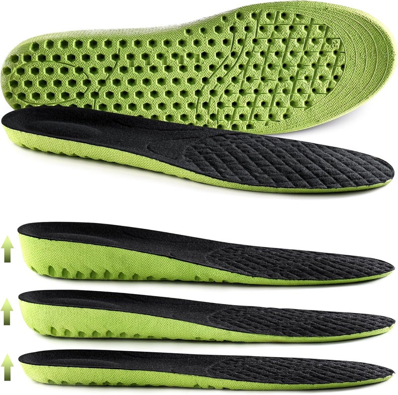 Ailaka Elastic Shock Absorbing Height Increasing Sports Shoe Insoles, Soft Breathable Honeycomb Orthotic Replacement Inserts for Men & Women