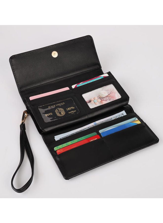 Sharpdo Vintage Large Capacity Three Fold Long Wallet Elegant Clutch with Zipper for Ladies - Image 5