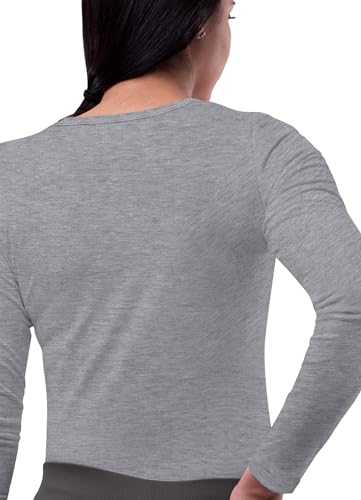 Sivvan Scrubs for Women - Long Sleeve Comfort Underscrub Tee - S8500 - Dark Marl Gray - XS - Image 2