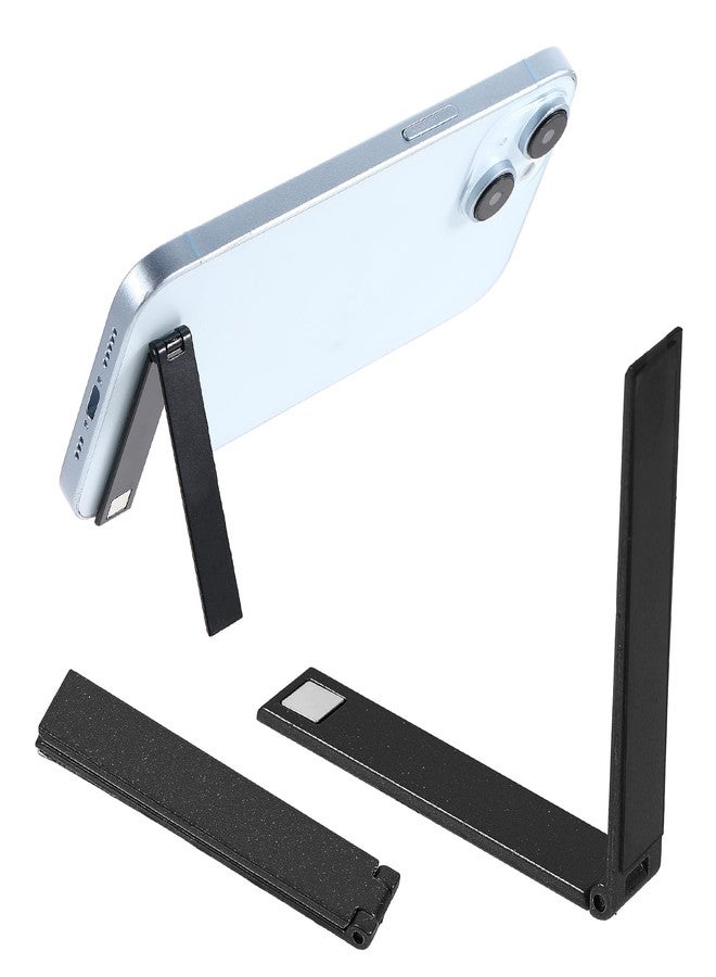 Styquenzer 2 Pack Ultra-Thin Cell Phone Holder Cell Phone Kickstand Adjustable Mini Alloy Phone Kickstand Portable Foldable Phone Stand for Phone Case Metal Phone Kick Stand for Mobile Phone Tablet Black - Image 1