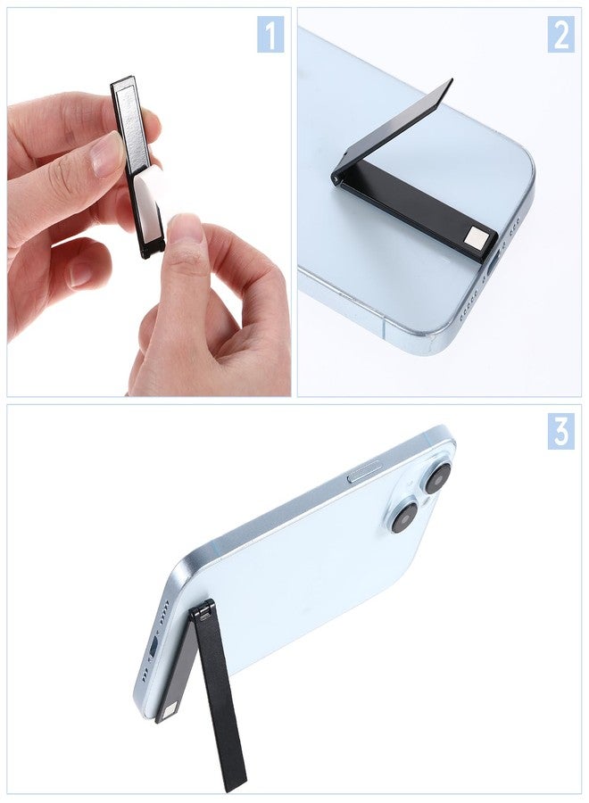 Styquenzer 2 Pack Ultra-Thin Cell Phone Holder Cell Phone Kickstand Adjustable Mini Alloy Phone Kickstand Portable Foldable Phone Stand for Phone Case Metal Phone Kick Stand for Mobile Phone Tablet Black - Image 3