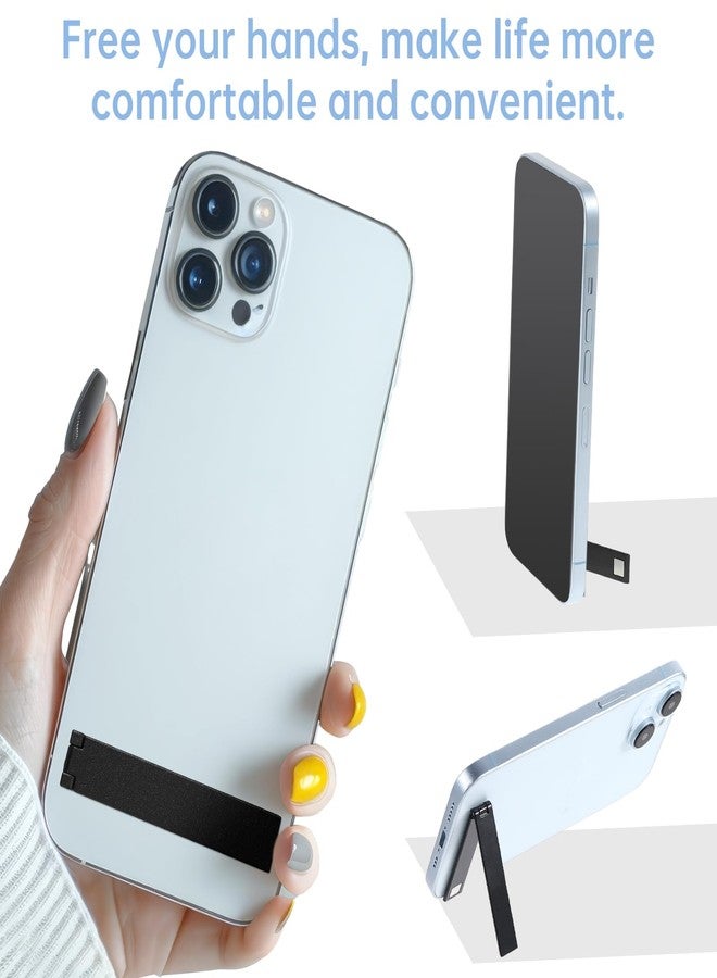 Styquenzer 2 Pack Ultra-Thin Cell Phone Holder Cell Phone Kickstand Adjustable Mini Alloy Phone Kickstand Portable Foldable Phone Stand for Phone Case Metal Phone Kick Stand for Mobile Phone Tablet Black - Image 5