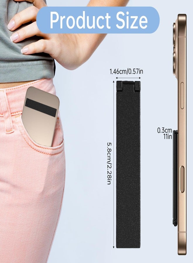 Styquenzer 2 Pack Ultra-Thin Cell Phone Holder Cell Phone Kickstand Adjustable Mini Alloy Phone Kickstand Portable Foldable Phone Stand for Phone Case Metal Phone Kick Stand for Mobile Phone Tablet Black - Image 2