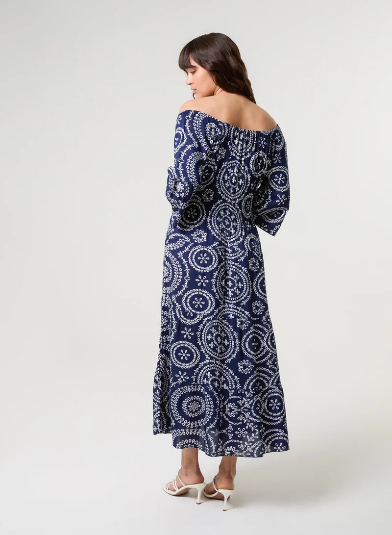 Blue Vanilla Bardot Coconut Button Maxi Dress