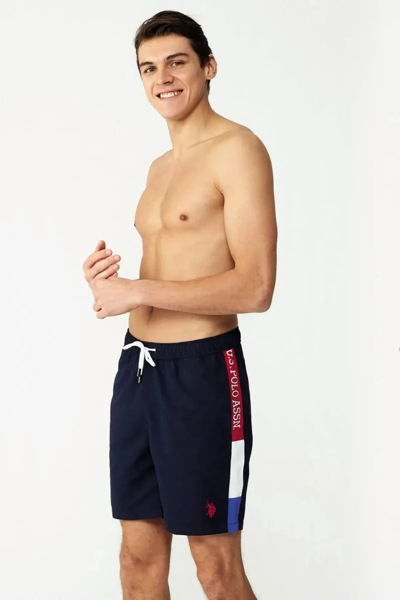U.S. Polo Assn. BASE. Polo Assn. 23005 Men's Long Sea Shorts with Pockets-Navy Blue