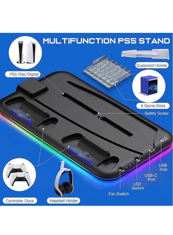 General RGB Cooling Stand with Cooling Fan and Dual Controller Charger Base for Play Station 5 accessories  - Image 2