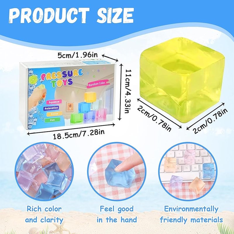 rytopt 24Pcs Stress Balls Fidget Toys Adults, Ice Cube Toys - Square Squeeze Ball Toys, Squeeze Toys - Small, Stress Balls for Adults, Easter, Christmas, Party Favors, Stocking Stuffers - Image 2