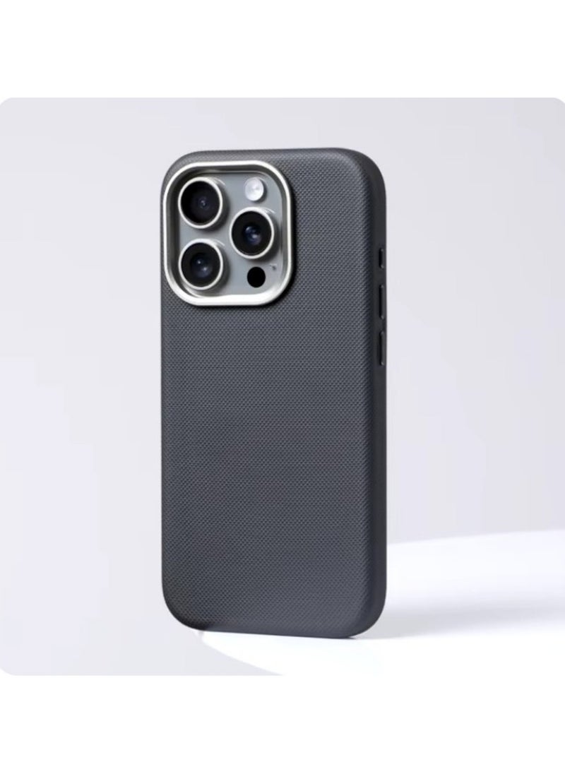 ICARLUS - Luxury Metal Lens Frame Case for iPhone 15 Pro Magsafe Wireless Charger Magnetic Shockproof Cover Grey - Image 1