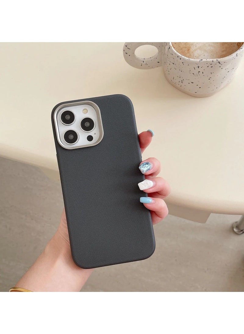 ICARLUS - Luxury Metal Lens Frame Case for iPhone 15 Pro Magsafe Wireless Charger Magnetic Shockproof Cover Grey - Image 1