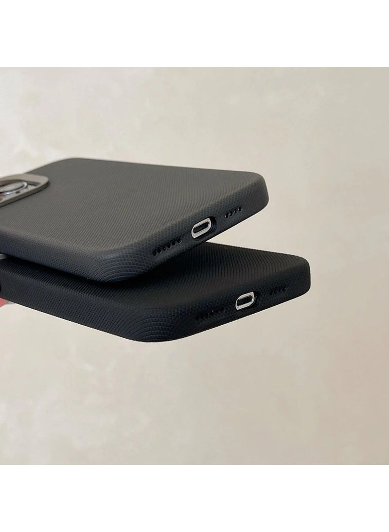 ICARLUS - Luxury Metal Lens Frame Case for iPhone 15 Pro Magsafe Wireless Charger Magnetic Shockproof Cover Grey - Image 1