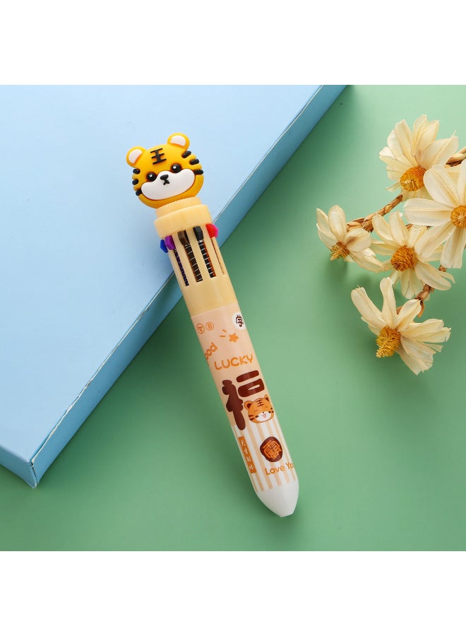 Autonomy Creative Stationery Ten Color Ballpoint Pen Cartoon Student Color Hand Account Pen Girl Heart Multi-color Press Ballpoint Pen - Image 1