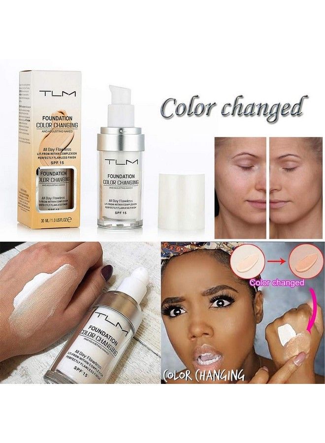 Ucanbe 2 قطعة من كريم الأساس السائل متغير اللون من TLM مع فرشاتين و2 إسفنجة تجميلية لتغطية كاملة خالية من العيوب وبرايمر للوجه بلون طبيعي 30 مل - Image 3