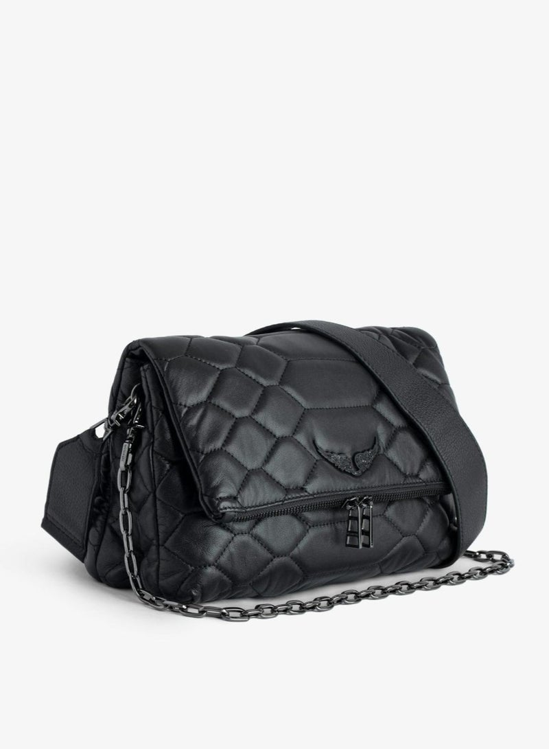 زاديج آند فولتير حقيبة ZADIG & VOLTAIRE Rocky النسائية الأيقونية المصنوعة من الجلد الأسود  - Image 3