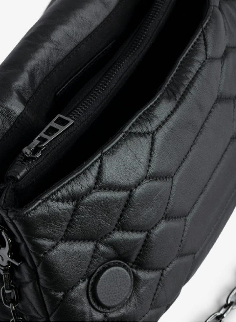 زاديج آند فولتير حقيبة ZADIG & VOLTAIRE Rocky النسائية الأيقونية المصنوعة من الجلد الأسود  - Image 4