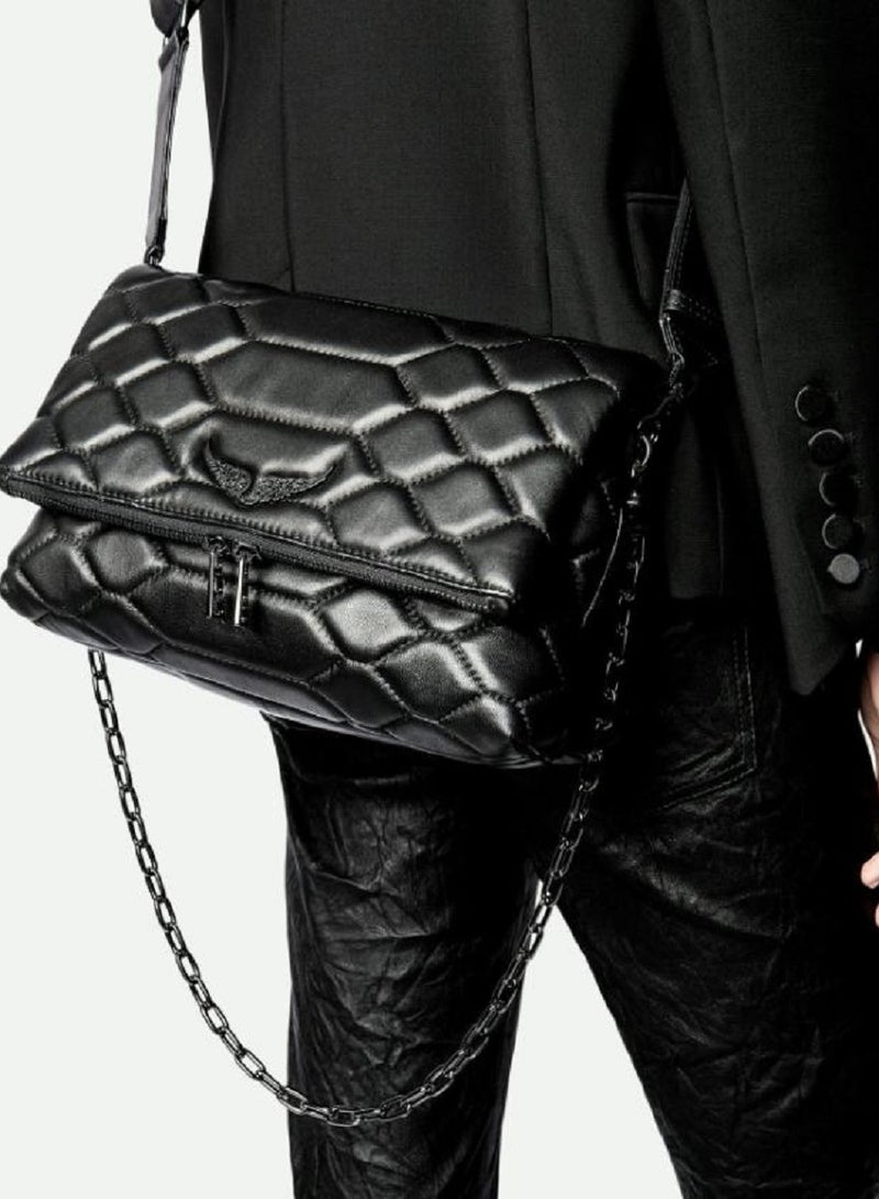 زاديج آند فولتير حقيبة ZADIG & VOLTAIRE Rocky النسائية الأيقونية المصنوعة من الجلد الأسود  - Image 5