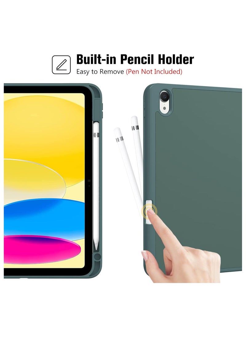 MahMir - ProCase for iPad 10th Gen Case with Pencil Holder 2022 iPad 10.9 Inch Case,iPad (A16) 11inch 11th 2025 Gen, Clear Transparent Back Shell Trifold Protective Cases Shockproof Cover for 2022 iPad 10th Gen A2696 A2757 A2777 -Green - Image 1