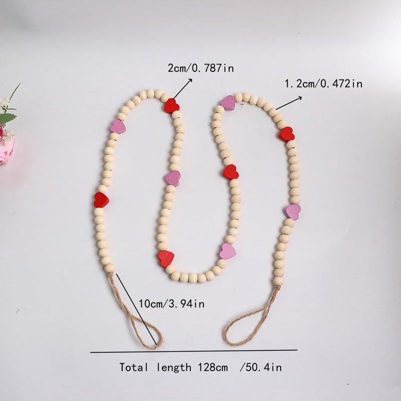 Sfoni Valentines' Day Decor, Red Pink Heart Wooden Bead Garland for Tiered Tray Hanging Banner for Home Farmhouse Office Wall Fireplace Mantel Shelf Proposal Wedding Party Decor, 50 Inch - Image 4