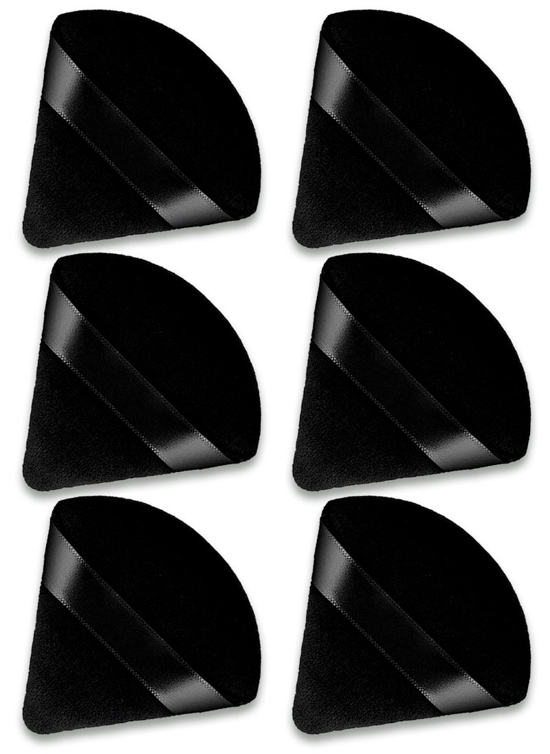 Kanza 6 Pcs Triangle Powder Puff Set Pure Cotton Makeup Sponge Set Velour Powder Puff Soft Powder Puff for Face and Body Powder Cosmetic Foundation Sponge for Undereye Setting Face Makeup Puff Black  - Image 1