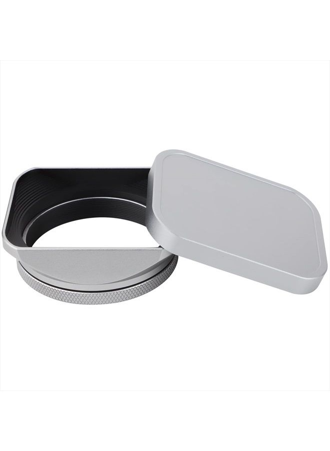 Haoge LH-X200S Square Metal Lens Hood with 49mm Adapter Ring Metal Cap for Fujifilm Fuji X100V X100F X100T X100S X70 Fuji Photo Camera Accessories Silver - Image 1