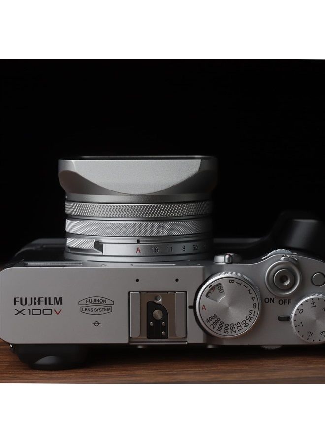 Haoge LH-X200S Square Metal Lens Hood with 49mm Adapter Ring Metal Cap for Fujifilm Fuji X100V X100F X100T X100S X70 Fuji Photo Camera Accessories Silver - Image 3