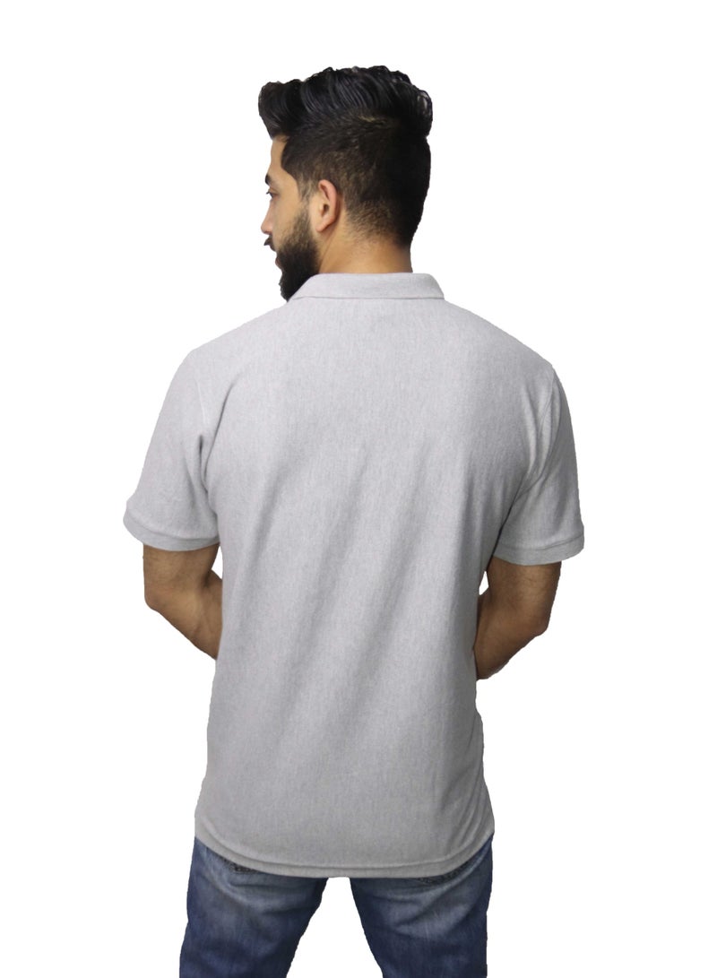 وان هاند تي شيرت بولو كاجوال قطن - رمادى - Image 3