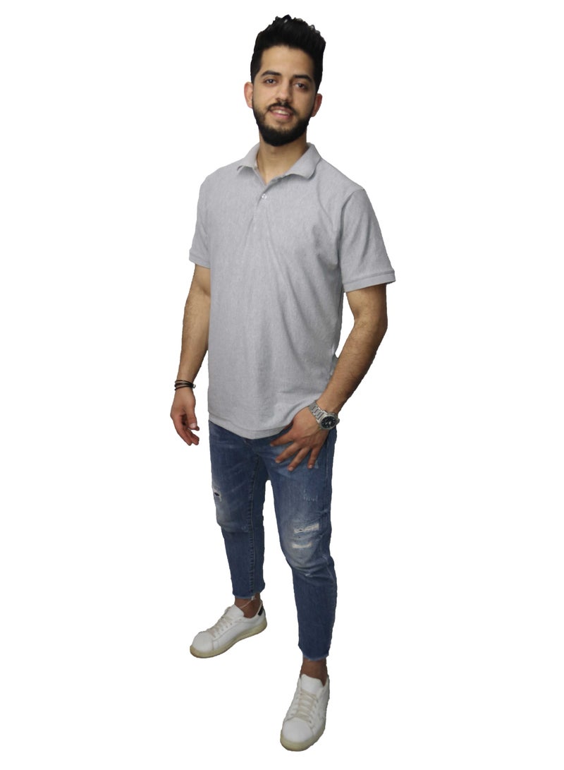 وان هاند تي شيرت بولو كاجوال قطن - رمادى - Image 4