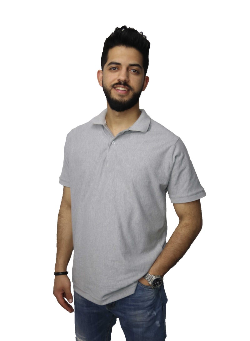 وان هاند تي شيرت بولو كاجوال قطن - رمادى - Image 1