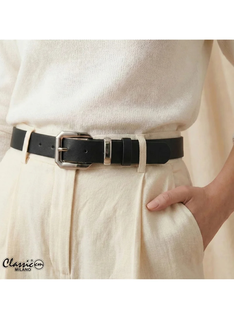 Classic Milano Classic Milano Women's Belt with Gift Box; Faux Leather Ladies Belt for Dresses, Jeans & Gowns; Stylish Womens Belt; Adjustable Girls Belt; Belt for Women | Full Length: 110 CM (Free Size - Fits up to the waist of 40 Inches / 100 CM)