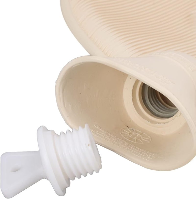 Fydun 1L Ultra Soft Neck Hot Water Bottle With Detachable Jacquard Cover Beige - Image 4